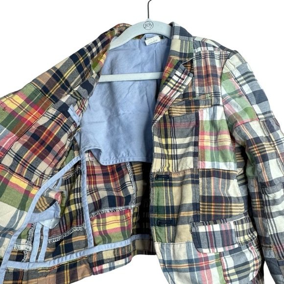 J.CREW CREWCUTS Boys 3 Tartan Patchwork Blazer Jacket Multicolor - Picture 2 of 4